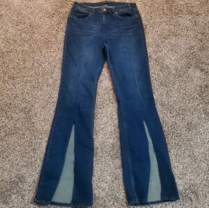Dear John Dark Blue Split Flare High Rise Jeans Womens Sz 31